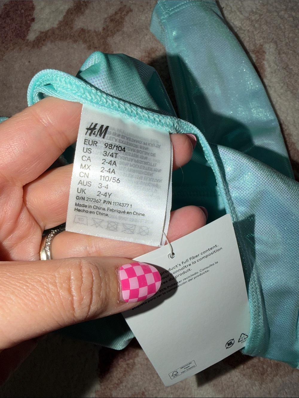 NEW H&M Shimmery Aqua One-Piece Leotard with Bow - Picture 4 of 5